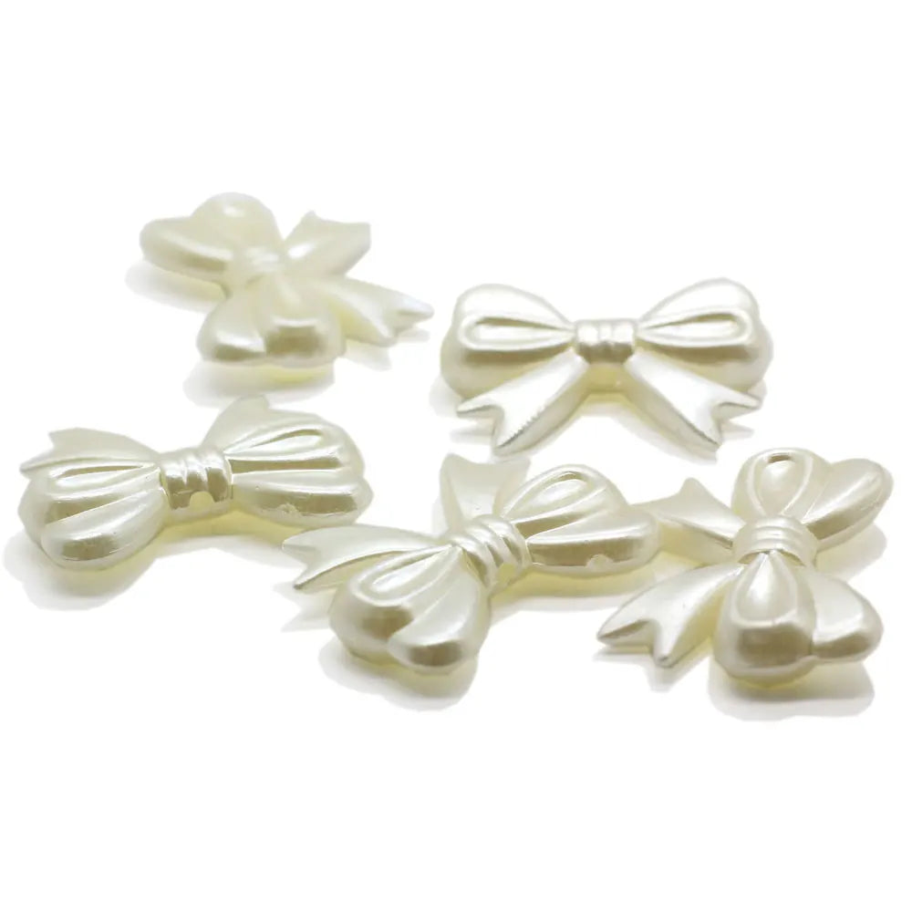 28mm Acrylic ABS Imitation Pearl Bead Ribbon Bow Material With Hole DIY Handmade Earrings Accessories Necklace Jewelry Making