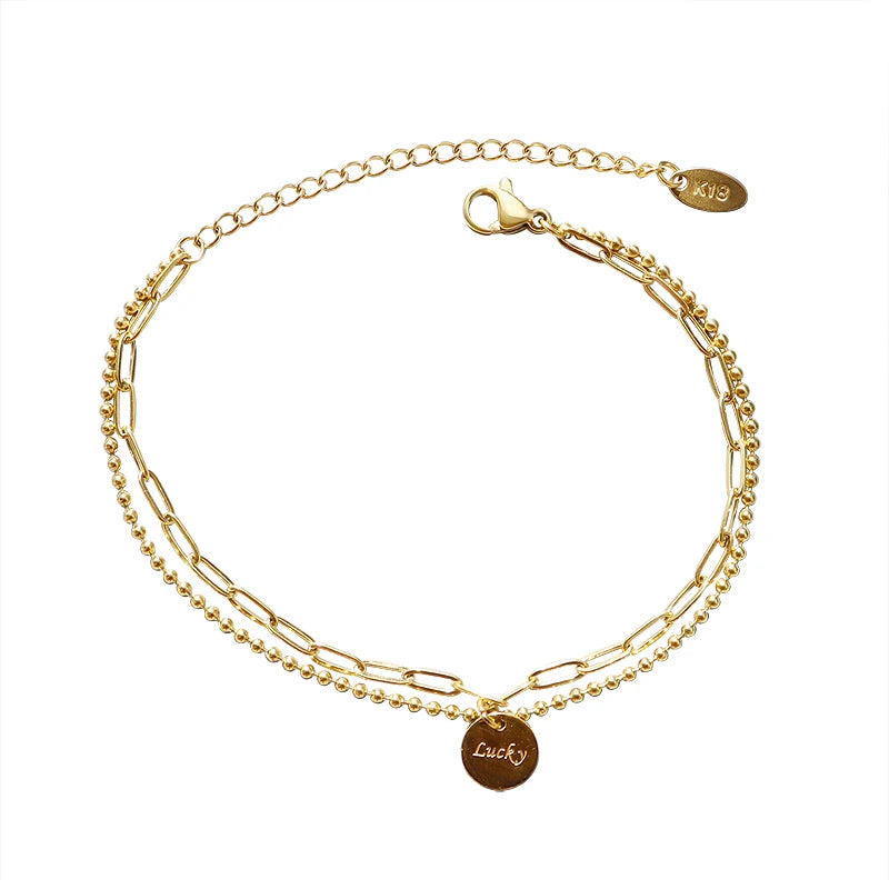 Perfect Quality Round Piece Double Layered Necklace Bracelet Jewelry Set for Women