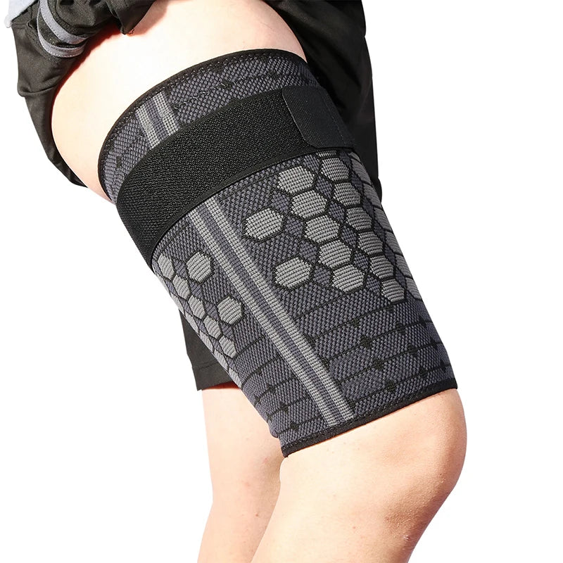 Customized Knitted Breathable Fitness Safety Support Sleeve Adjustable Non-Slip Strap Thigh Compression Gear