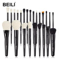 BEILI New Style 24pcs Personalised Makeup Brush Set Black Vegan Make up Brush Set Foundation Blush Concealer Eyebrow Highlight