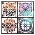 4 Pcs Large Reusable Stencils Mandala Stencils for Painting DIY Art Scrapbook Fabric Furniture on Wood Floor Wall Tile