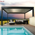 Electric Louver Roof Awning Canopy Gazebo Tent Bioclimatic Aluminum Pergola Balcony Side Glass House LED Lights Waterproof UV