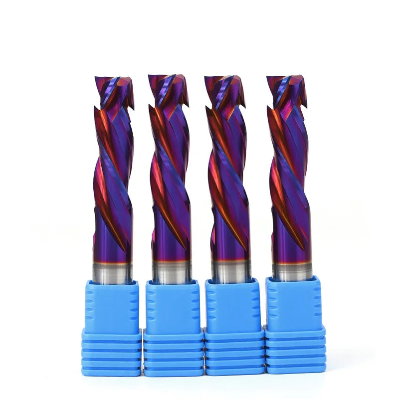 3/8 Shank CNC Compression Spiral Cut Router Bits 3 Flute Spiral End Mill 1/2 Inch Carbide up Down Endmill for Wood Woodworking