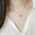 Korean 18k Gold Filled Stainless Steel Zircon Heart Necklace Tarnish Free Jewelry Titanium Steel Pink Crystal Heart Necklaces