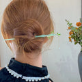 Chinese Style Green Bamboo Leaf Fringe Hairpin Woman Ancient Style Hanfu Handmade Hair Stick Pin Buyao Hair Accessories Women