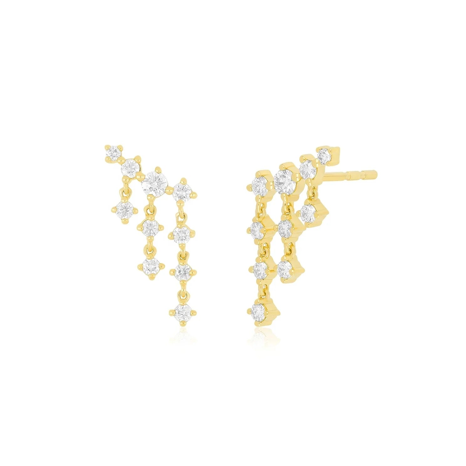 LOZRUNVE 18k Gold 14k Gold Plated Fashion Jewelry Cluster Diamond Drop Climber Stud Earring