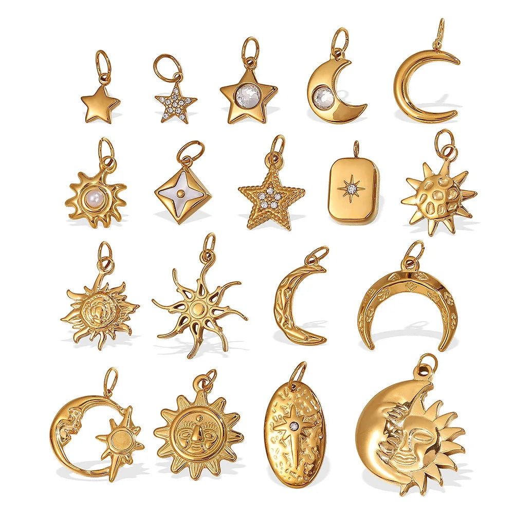 Cross-Border New Simple Sun Moon Pendant Trendy Asymmetric Abstract Chains Fashion Personality Accessories Geometric Shape