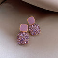 Geometric Purple Square Rhinestone Crystal Women's Drop Dangle Earrings