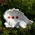 Dog & Angel Wing-shaped Resin Hand-painted Animal Garden Decor Realistic Artistic Design Outdoor Memorial Yard Figurines
