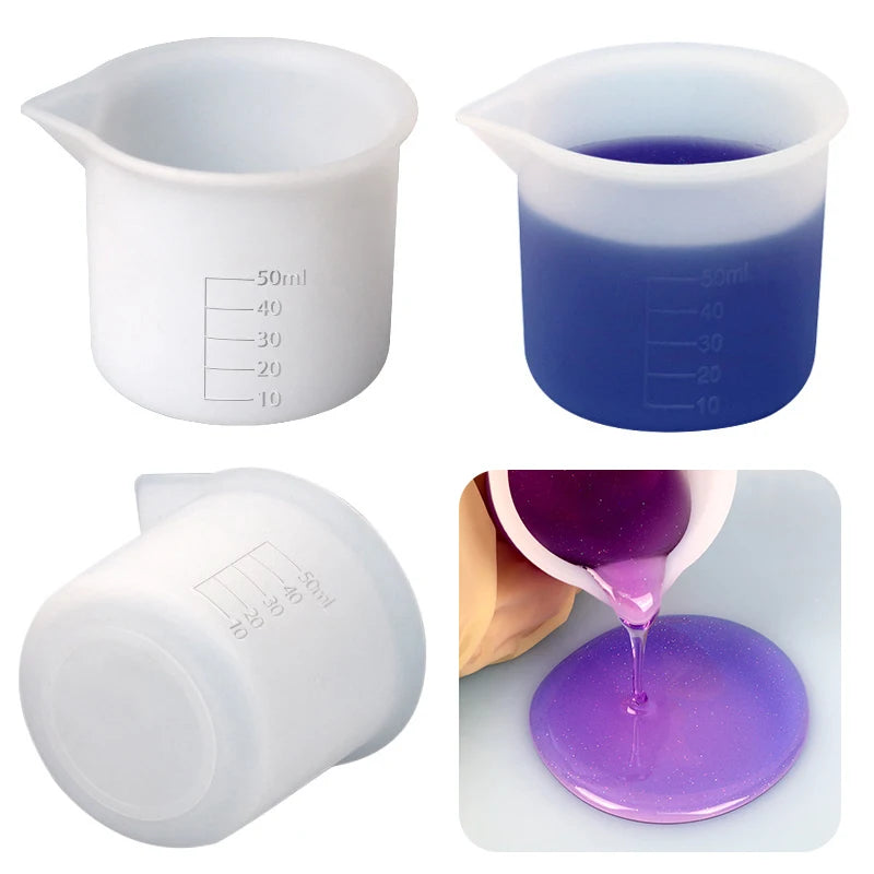 Drip Glue Mold Material 50ml Measuring Cup with Graduated Silicone Measuring Cup