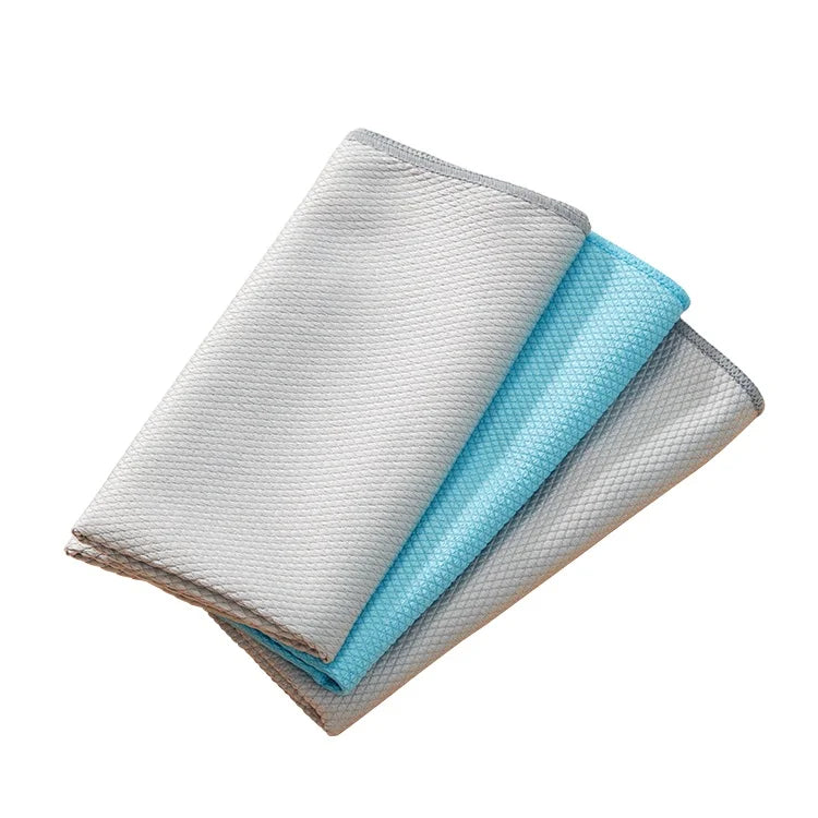 Bearfamily Custom Towels Fish Scale Microfiber Fiber Glass Cleaning Cloth Lint Free Streak-Free Miracle Towel for Glass Window