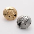 Golden Eco-Friendly Zinc Alloy Shank Buttons with Plating for Garment Accessories-Wholesale
