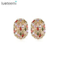LUOTEEMI Wholesale Jewelry New Multi-color Marquise-cut a AA Cubic Zirconia Micro Paved Egg Shape Women Fashion Cuff Earrings