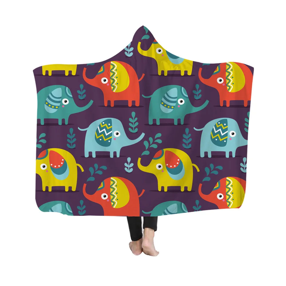 Wholesale Bulk Custom Soft Oversized Wearable Blankets Digital Printing Logo Sublimation Hooded Blanket for Kids Adult
