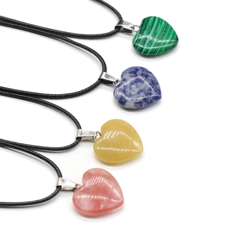 Crystals Natural Stone Bead Heart Healing Crystals Stones Charm Pendants Charms For DIY Jewelry Making Woman Bracelet Necklace Carving Crafts