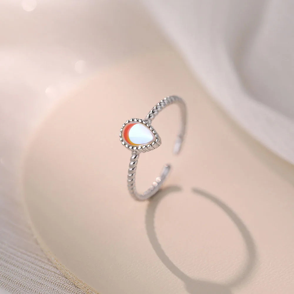 Newest Style S999 Sterling Silver Moon Stone Open Rings for Women Jewelry Accessories YB-XY-606