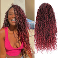 Goddess Locs Crochet Hair for Black Women Faux Locs with River Hippie Bohemian Style Curly Ends Pre-looped Braids Dyed Black MegaBDM