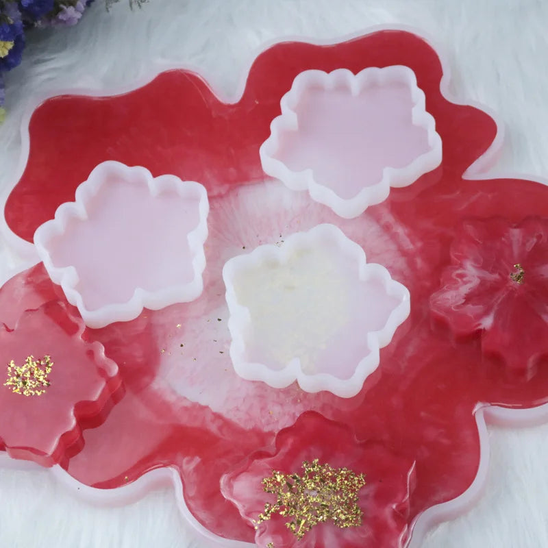 Diy Crystal Drop Glue Silicone Mold Set Mirror Large Flower Small Flower Table Mirror Cup Cushion Base Seat