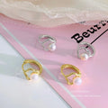Fashion Jewelry 925 Sterling Silver Hollow Out Irregular Five-pointed Star Pearl Gold Plated Hoop Earring Jewelry for Women