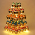 Factory Wholesale 5 Tier LED Light Eco-Friendly Acrylic Cupcake Stand for Wedding Party Father's Day Graduation