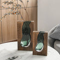 Drop Shipping Nordic Wood Transparent Glass Vase Home Designer Decoration Home Hotel Acrylic Gorgeous Designs Glass Vases