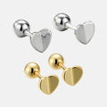 Minimalist 925 Sterling Silver Large Folded Heart Korean Designer Fashion Fine Jewelry Gold Plated Screw Back Earrings Women
