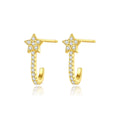 Trendy Star Drop Earring Design 925 Sterling Silver CZ Zircon J-Shape Stud Earrings for Women Wholesale