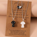 Creative New Natural Stone Mushroom Pendant Necklace Trendy Magnetic Love Heart Chain for Couples Christian Style