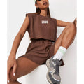 Two Piece Set Women Clothing Summer Custom Short Set Streetwear Cotton 2 Piece Sleeve Sweatshirt and Shorts Set