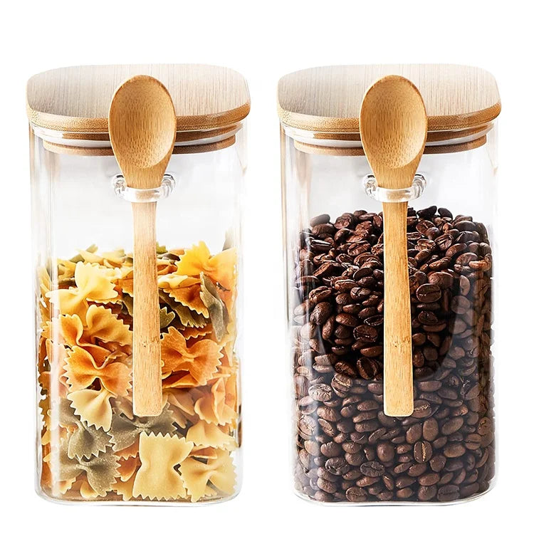 Eco-Friendly Feature Borosilicate Glass Food Spice Jar Clear Storage Glass Jar With Spoon