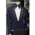 Bright Navy Blue Blazer Trousers Men Suit Set Purple Party Wear 2Pc Jacket Pants Tailored Costume Homme Wedding Clothing Outfit