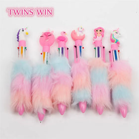 Hot Sales Cute Plush Cool Novelty 6 in 1 Multi Functional Tool Ballpoint Pen Multicolor Ballpoint Pen