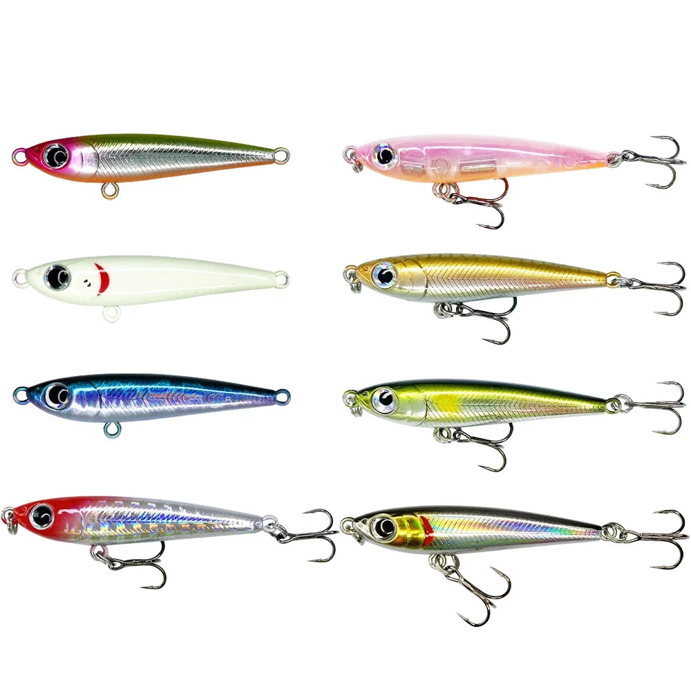 Newbility Unpainted Available 5cm 3D Eyes Sinking Pencil Fishing Lure for Freshwater