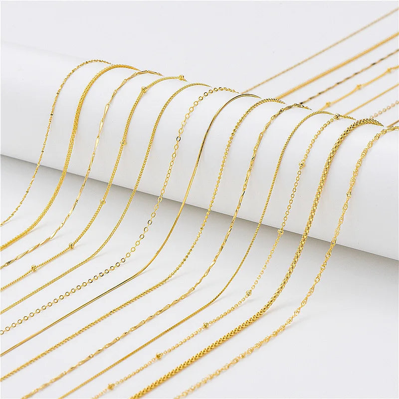 Wholesale Machine Handmade Bulk 16 18inch S925 Sterling Silver 18k Gold Plated Chain for Necklace