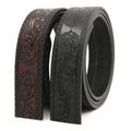 LQbelt New Cowhide Leather Belt Strap Men's Automatic Buckle Belt Ratchet Carving Decorative Pattern Without Buckles Factory