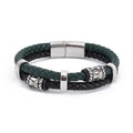 Stainless Steel Norse God Thor Mjolnir Bead Genuine Leather Bracelet Viking Jewelry