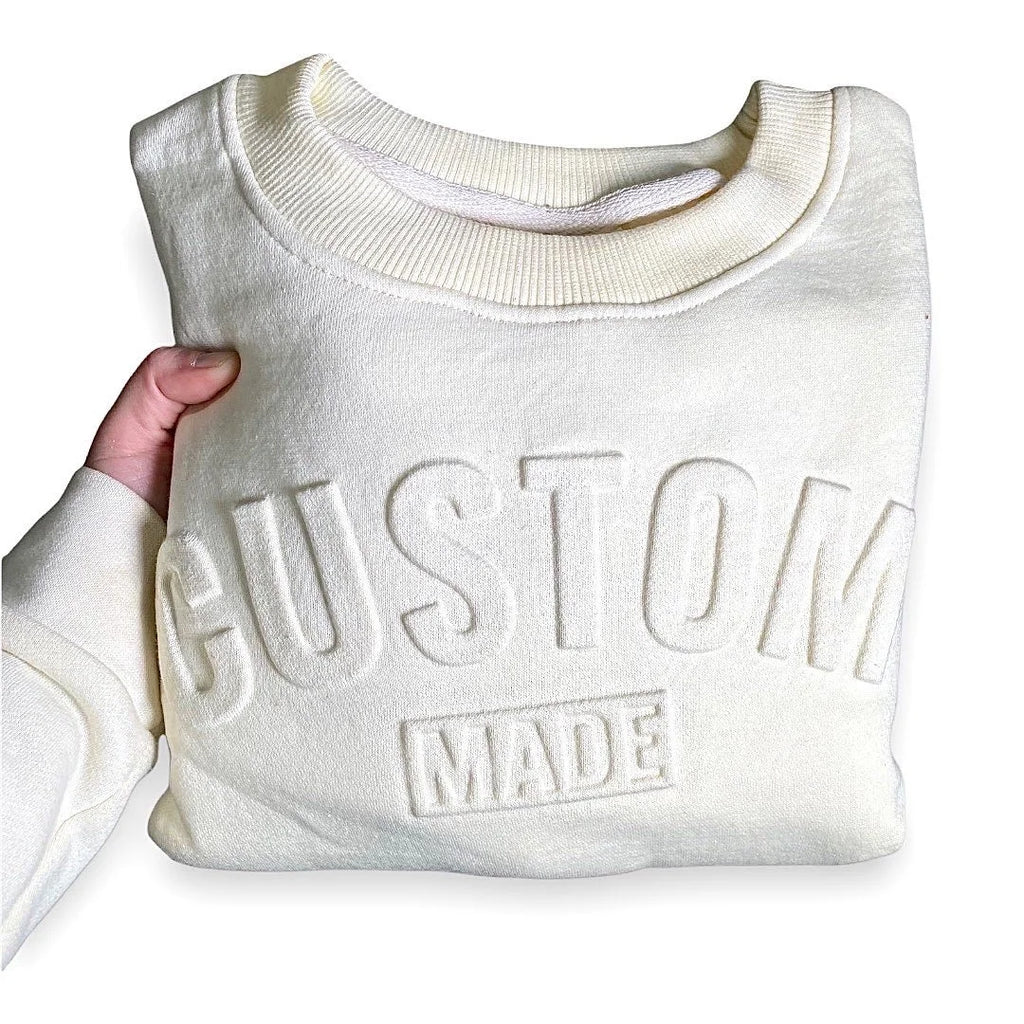 Heavyweight Pullover Regular Fit Winter Hoodie Men's Custom 3D Letter Embossed 100% Cotton