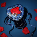Qiuhan Blue Double Door Gifts Case Rose Love Forever Flower Gift Jewellery Box