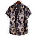 Hot Sale Men's Fashion Trend Cotton Printed Short-sleeved Men's Shirts Cotton Linen Shirt