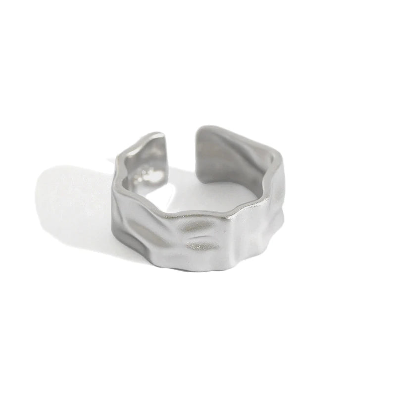 WMJT141 Personality Minimalist 925 Sterling Silver Matte Opening Ring for Women Jewellery