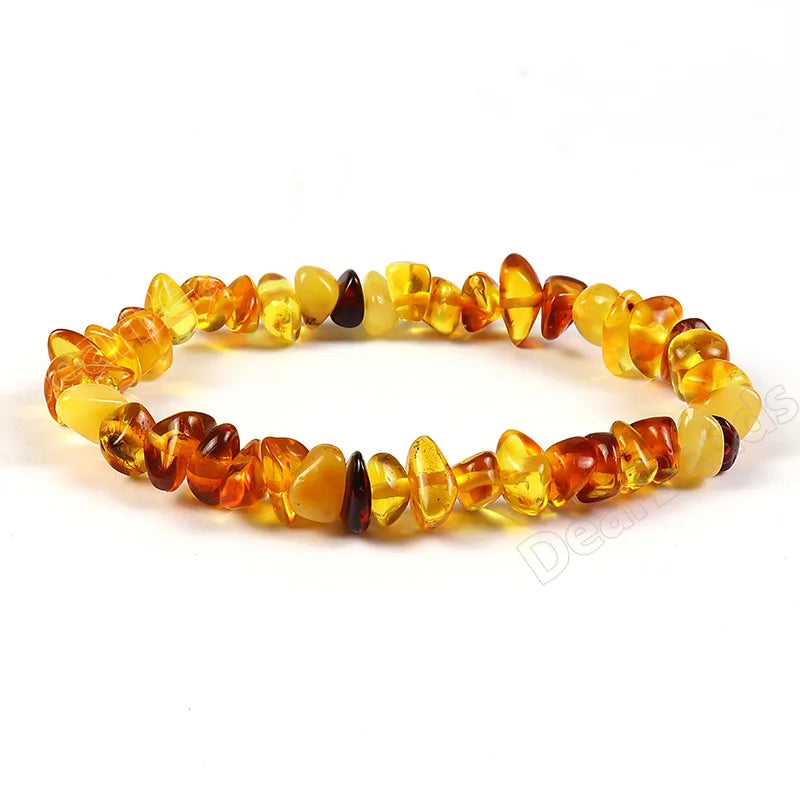 Wholesale Genuine Chip Irregular Yellow Russian Baltic Amber Bracelet Natural Bracelets Stone for Women Men