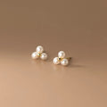 925 Sterling Silver Mini 3 Piece Synthetic Pearl Stud Earrings for Women Gifts Fashion Jewelry