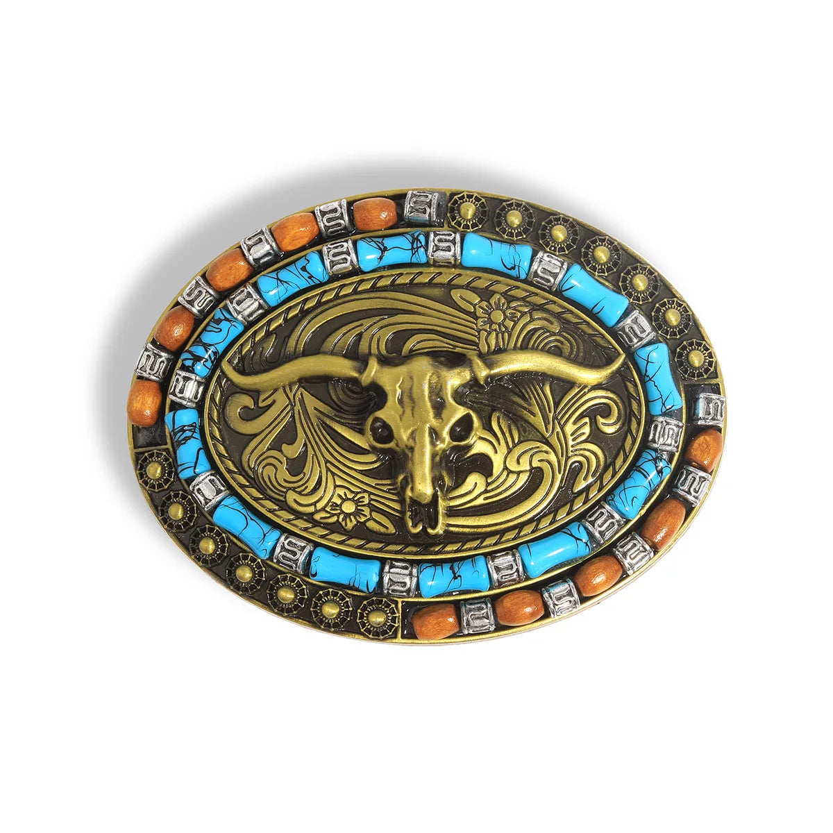 Customizable Western Belt Buckle Vintage-Cowboy Rodeo Ox Skull Belt Buckle for Men Women Western Heavy Rock Metal Buckle 40mm