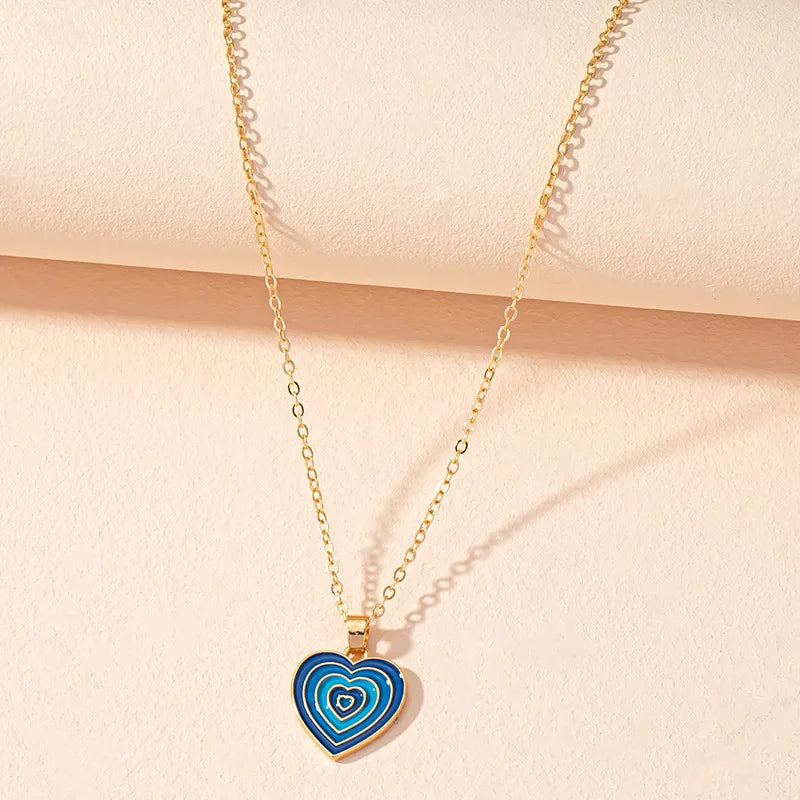 Hot Selling Colorful Multilayered Heart Necklace for Women Couples Lovers Fashion Gold Chain Necklaces