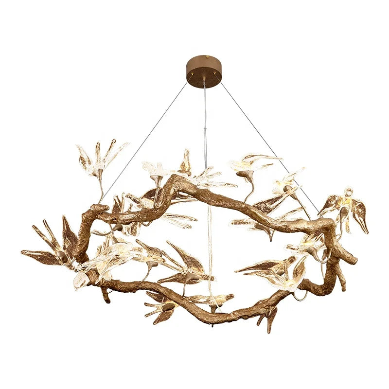 Light Luxury Living Room Crystal Chandelier Vintage Villa Atmospheric Dining Room Light Study Tea Room Bird Round Bedroom Light