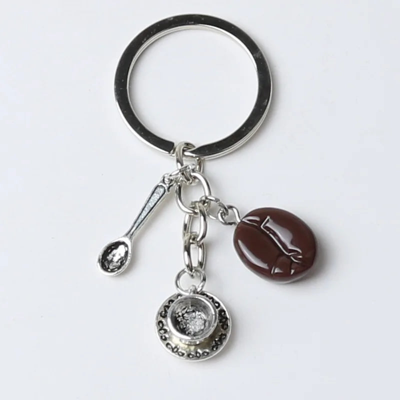 AA00629 New Product Coffee Beans Coffee Cup Bell Key Creative Unique Coffee Key Chain Jewelry Gift Cafe Keychain