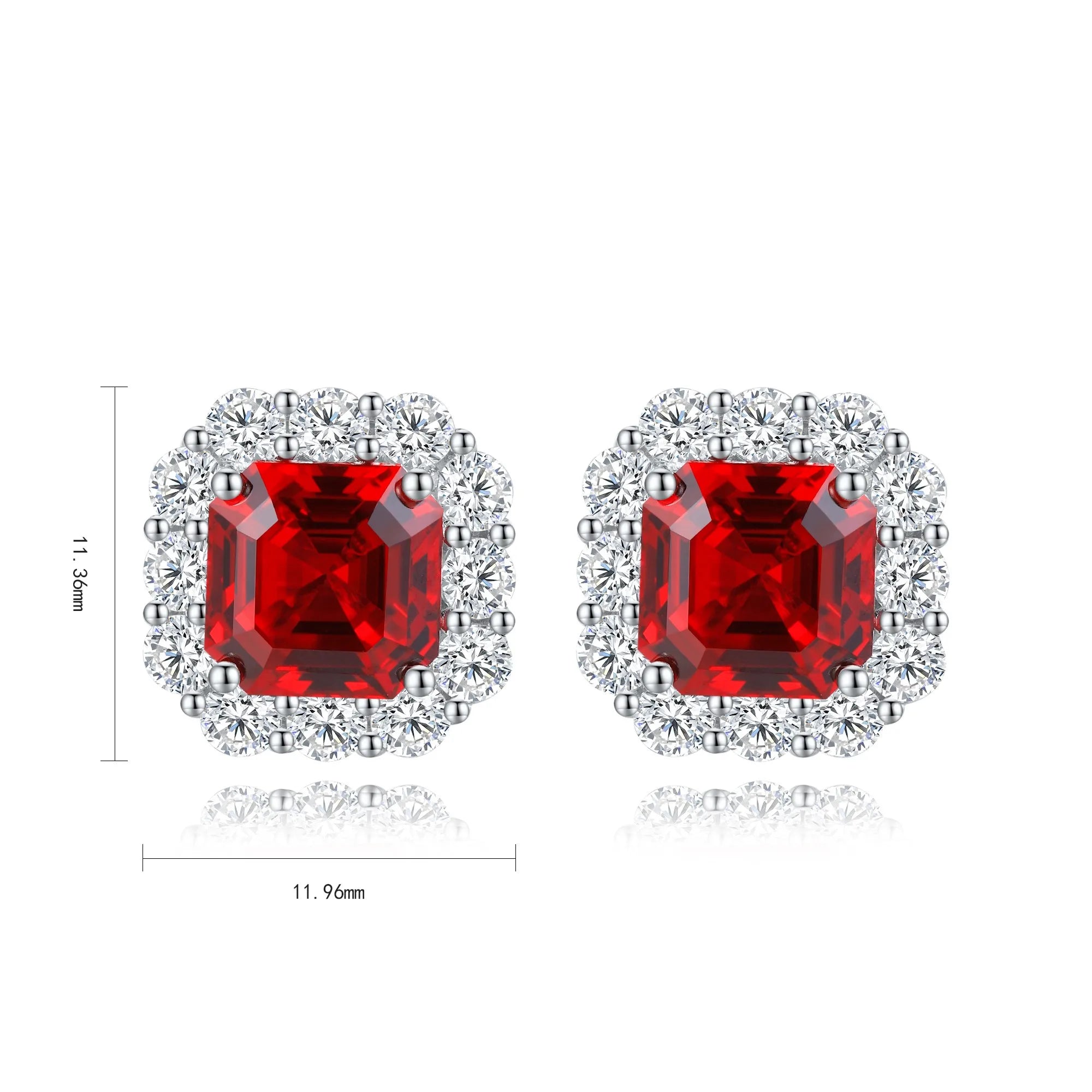 Lanphear Best Selling Classic S925 Silver Stud Earrings Personalized Simple Lab Grown Ruby Fine Jewelry for Anniversary Gift