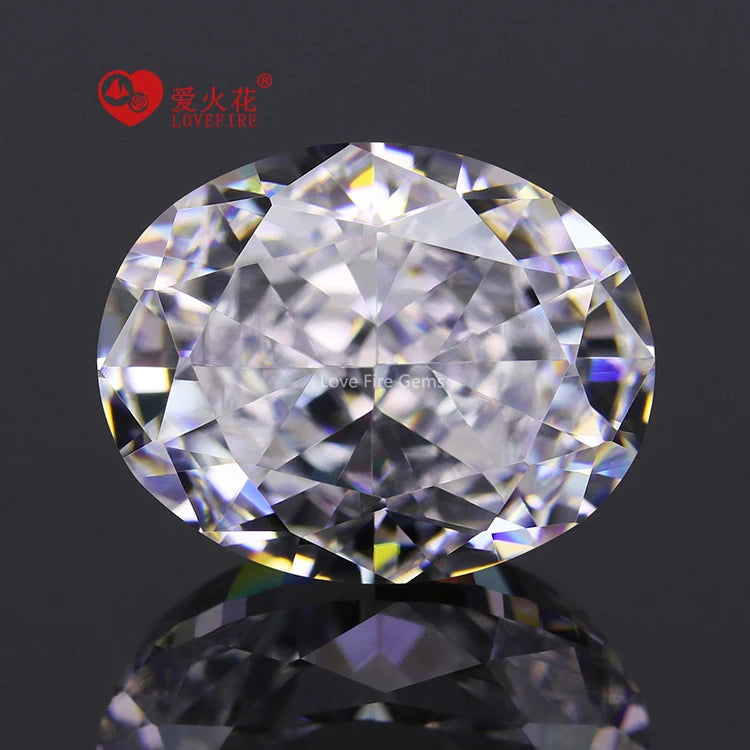 Full Size 4K Crushed Ice Radiant Cut Cubic Zirconia White Cz Diamond Oval Cut Loose Stone Synthetic Cz
