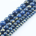 Wholesale 4/6/8/10 MM Dark Blue Gold Natural Semi Gemstone Round Loose Beads for DIY Jewelry Making