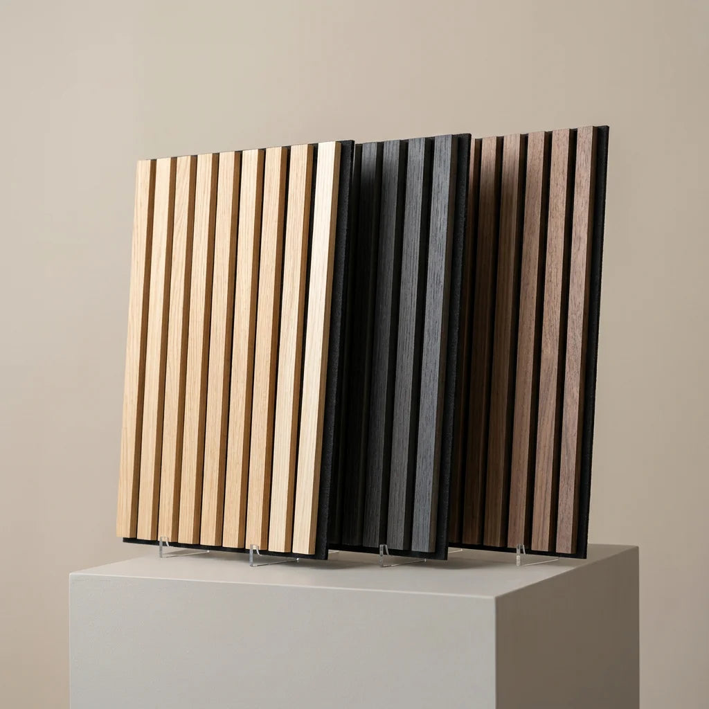 Acoustic Slatted Wall Panel Akupanel Wood Slat Acoustic Panel MDF Slat Acoustic Board for Living Room